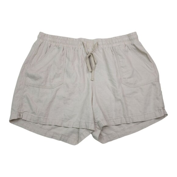 Cato Womens Linen Blend Drawstring Shorts Size 18/20W Beige - Picture 1 of 8